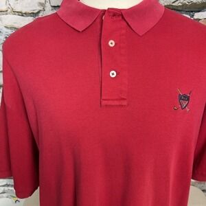 POLO Ralph Lauren Men's Golf Polo Shirt Red All Cotton Polo Club Logo USA XL